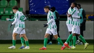 Los jugadores del Real Betis celebran un gol