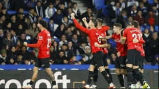 Los jugadores del Mallorca celebran un gol